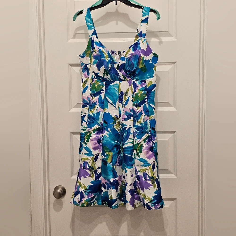 R&K Originals Adjustable Strap Multi-color Floral Print Dress, NWOT, Size 8 - Picture 2 of 9